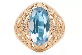 Anneau Aigue-marine Or jaune 14 carats Artisanat vintage vrc074y